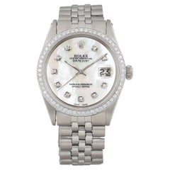 Rolex Datejust 36mm Stainless Steel Custom MOP Diamond Dial Mens Watch 1603