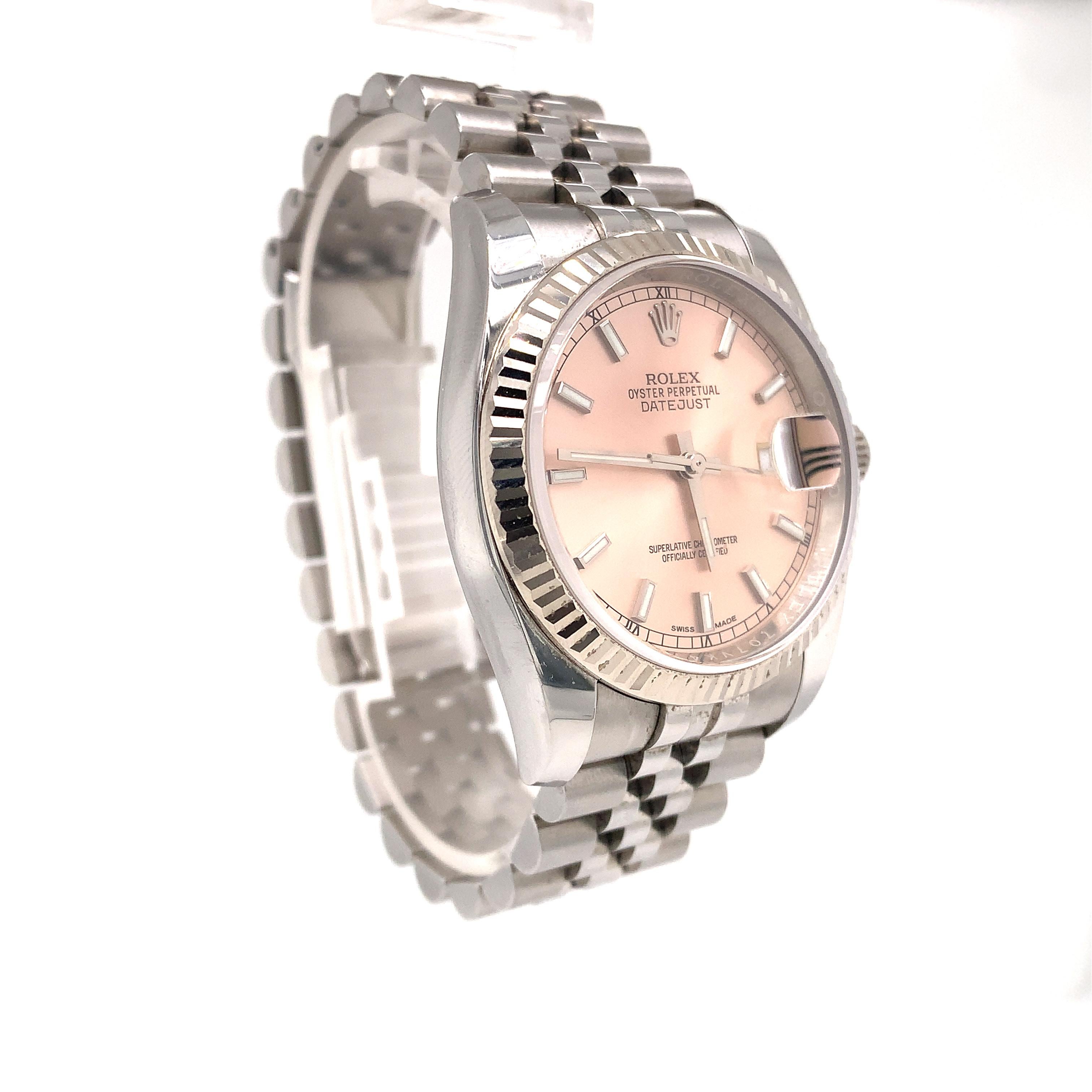 Rolex Datejust Stainless Steel Pink Dial Jubilee Bracelet 116234 3