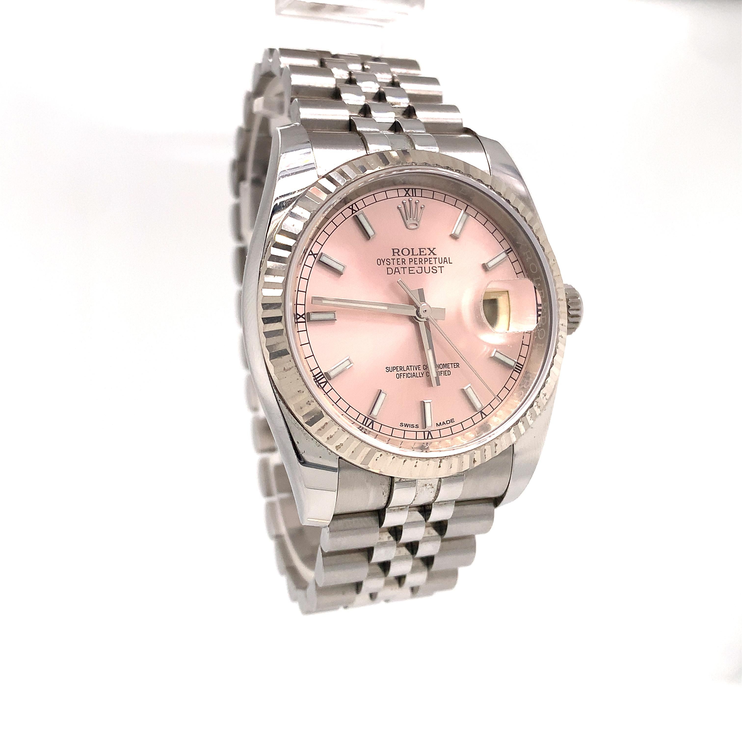 Rolex Datejust Stainless Steel Pink Dial Jubilee Bracelet 116234 4