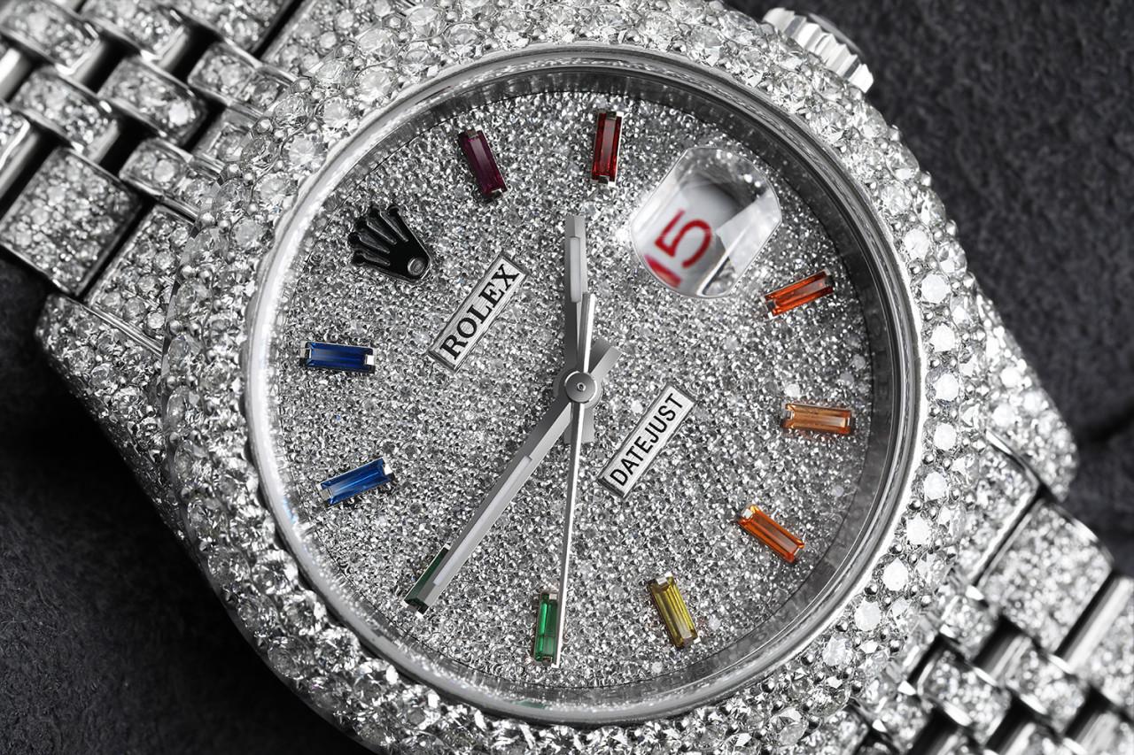 rainbow rolex iced out