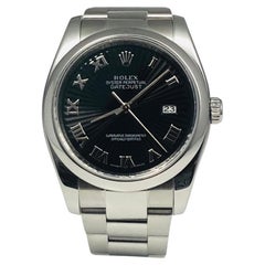 Rolex Datejust Stainless Steel Ref. 116200 Black 'Fluted' Dial Smooth Bezel