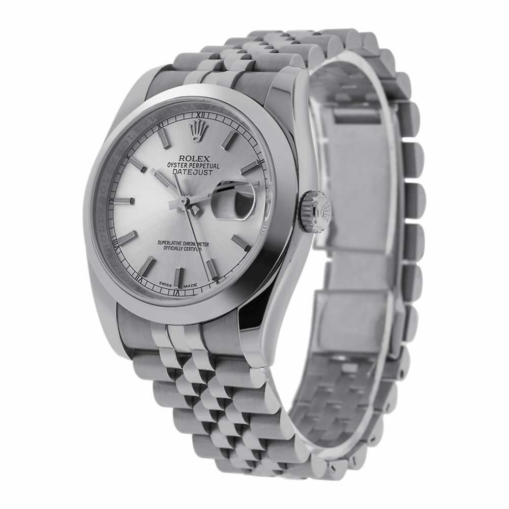 Rolex Datejust Reference #:116200. The iconic Rolex DateJust in Stainless Steel, a distinctive and recognizable timepiece that never goes out of style. Inside the 36 mm stainless steel case is the Rolex Calibre 3135 self-winding automatic movement,