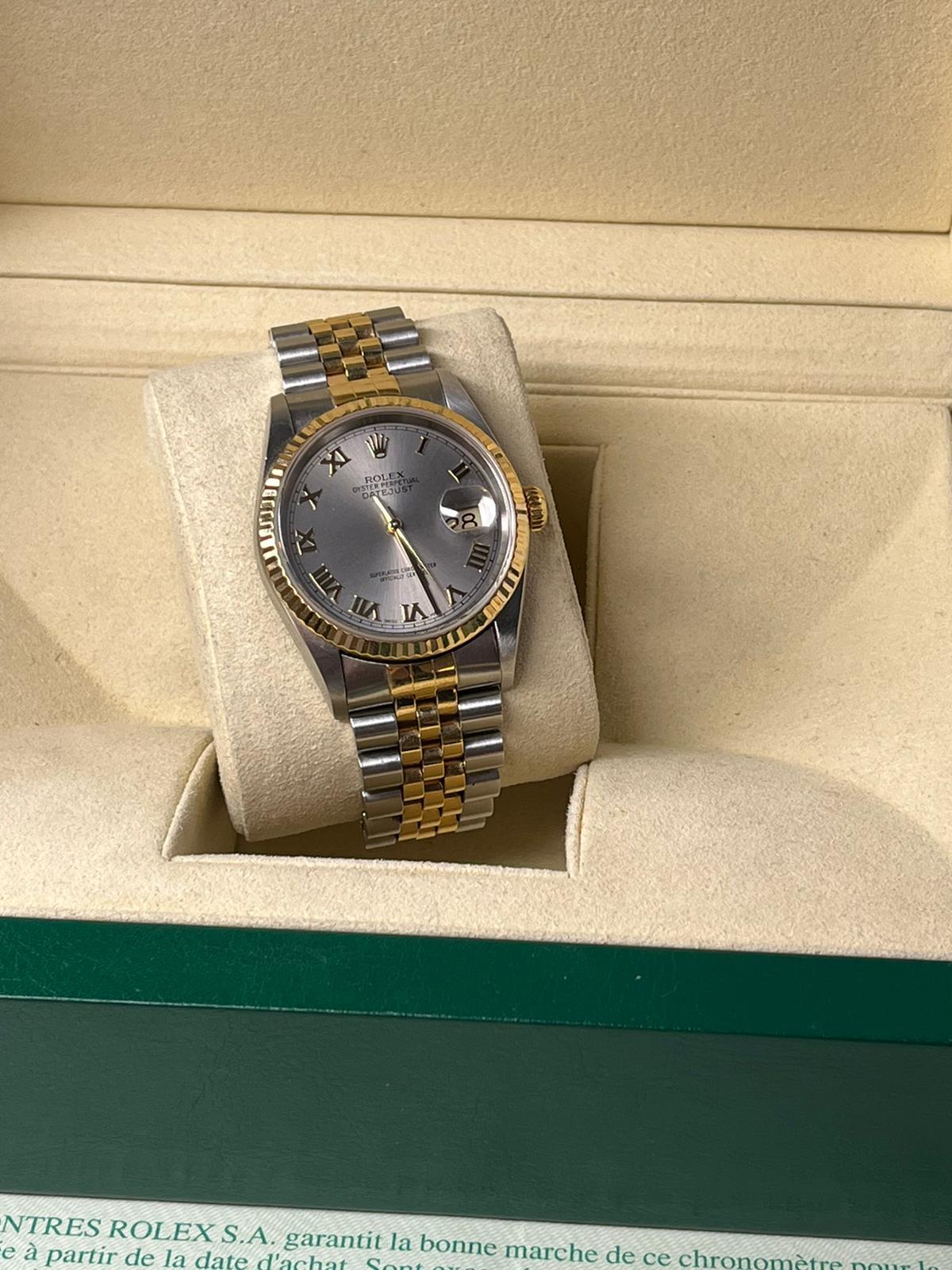 Rolex Datejust Stainless Steel Silver Roman Dial Fluted Bezel Watch 16233 6