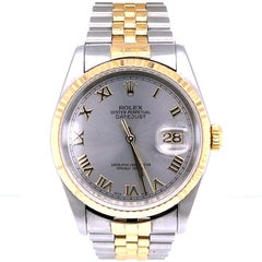 Rolex Datejust Stainless Steel Silver Roman Dial Fluted Bezel Watch 16233