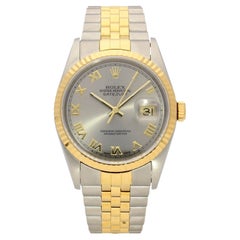 Rolex Datejust Stainless Steel Silver Roman Dial Fluted Bezel Watch 16233