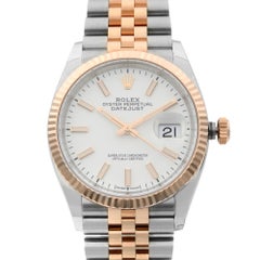 Rolex Datejust Steel 18 Karat Everose Gold White Dial Automatic Men Watch 126231