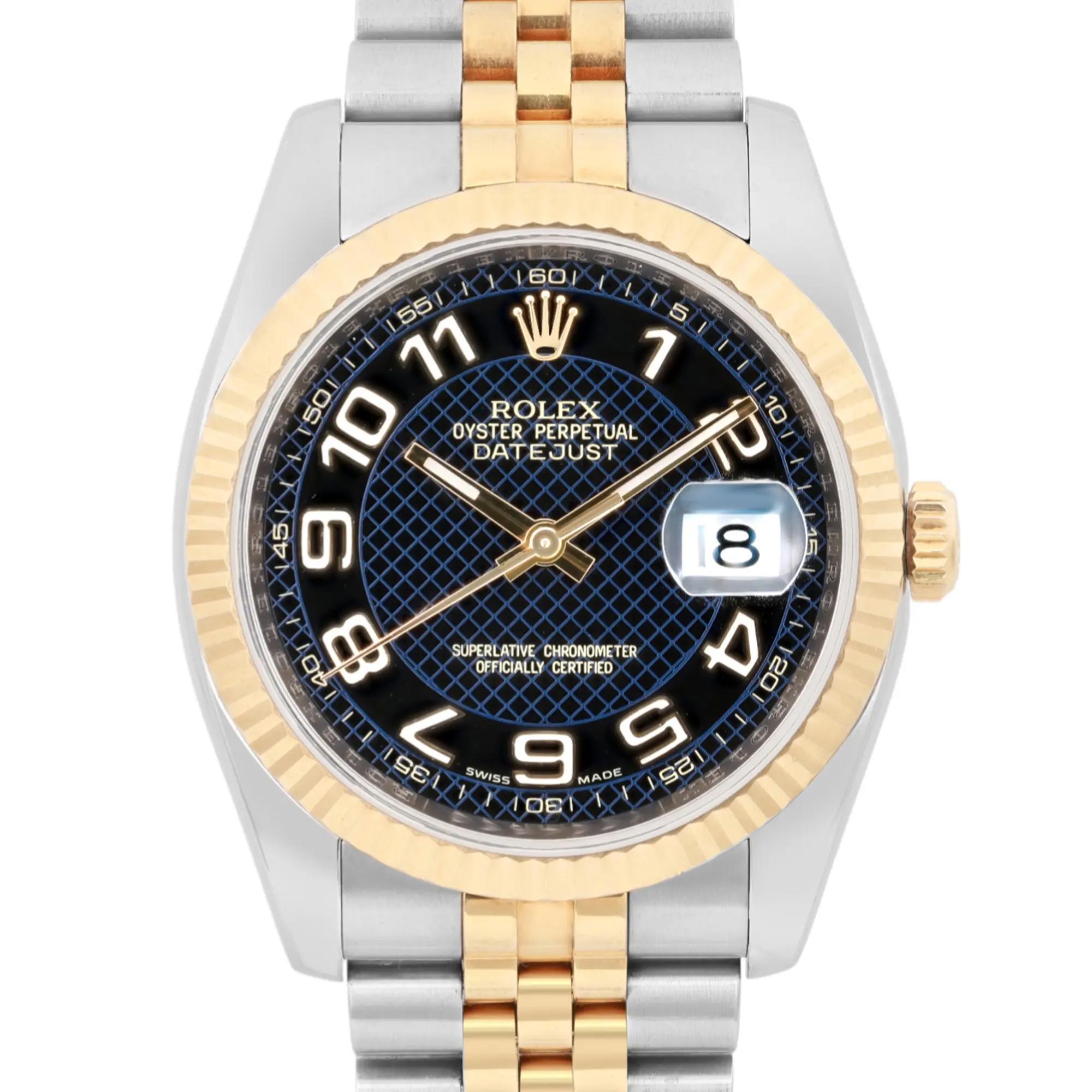 Seminuevo. Esfera árabe con motivo diagonal azul extremadamente rara Viene con caja y papeles originales. 

🕰️ Información básica
Marca: Rolex

Nombre del modelo: Datejust

Model No.: 116233

Tipo: Reloj de pulsera

Departamento: Hombres

Estilo: