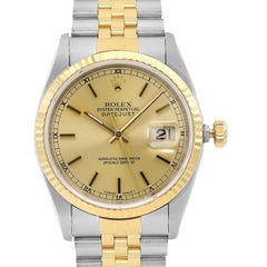 Rolex Datejust Steel 18k Gold Champagne Dial Automatic Mens Watch 16233
