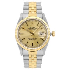 Rolex Montre Datejust automatique en acier et or 18 carats avec cadran champagne, pour hommes 16233