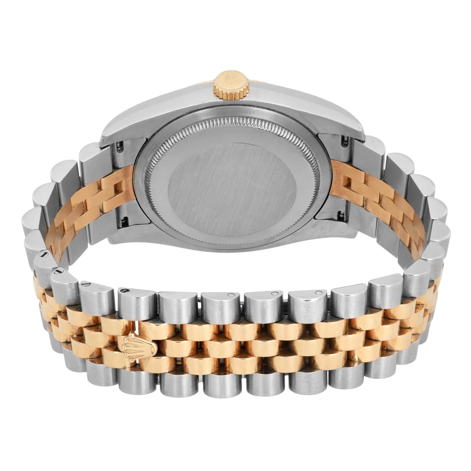 Rolex Datejust 36mm Stahl 18K Gold weißes römisches Zifferblatt automatische Herrenuhr 116233 im Angebot 1