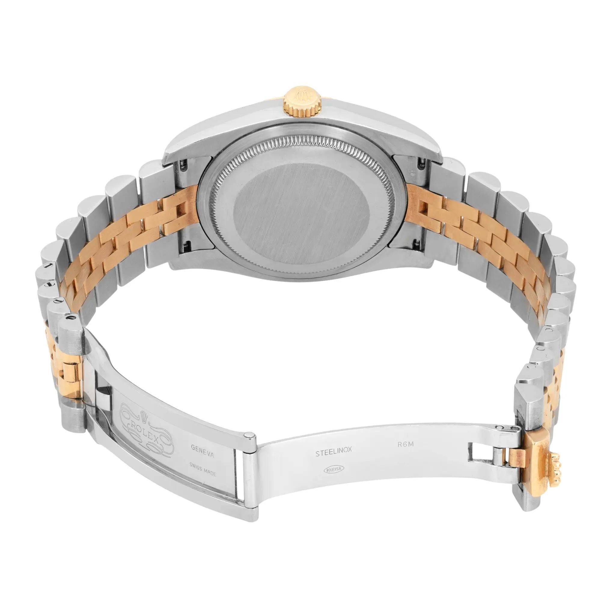 Rolex Datejust 36mm Stahl 18K Gold weißes römisches Zifferblatt automatische Herrenuhr 116233 im Angebot 2