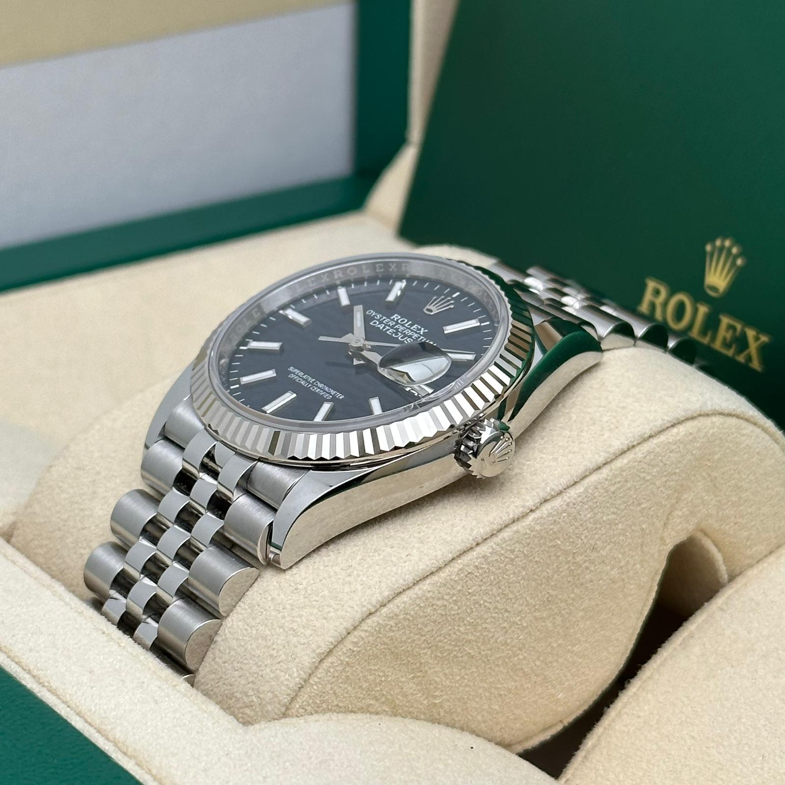 NEW Rolex Datejust 36mm Steel White Gold Blue Motif Dial Jubilee Watch 126234 For Sale 6