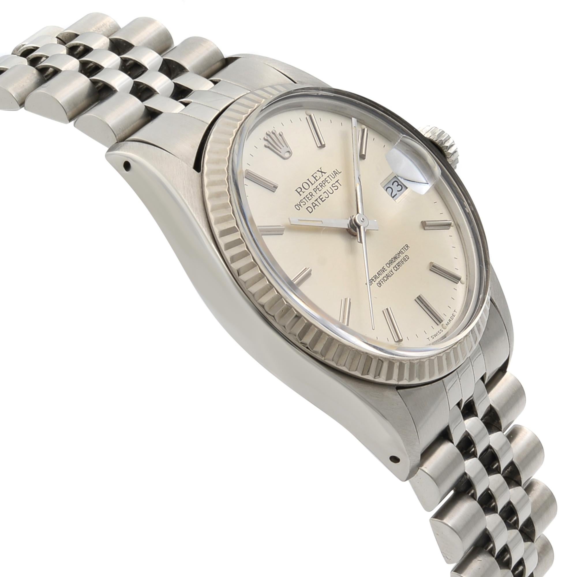 Rolex Datejust Steel 18 Karat White Gold Silver Dial Automatic Men's Watch 16014 1