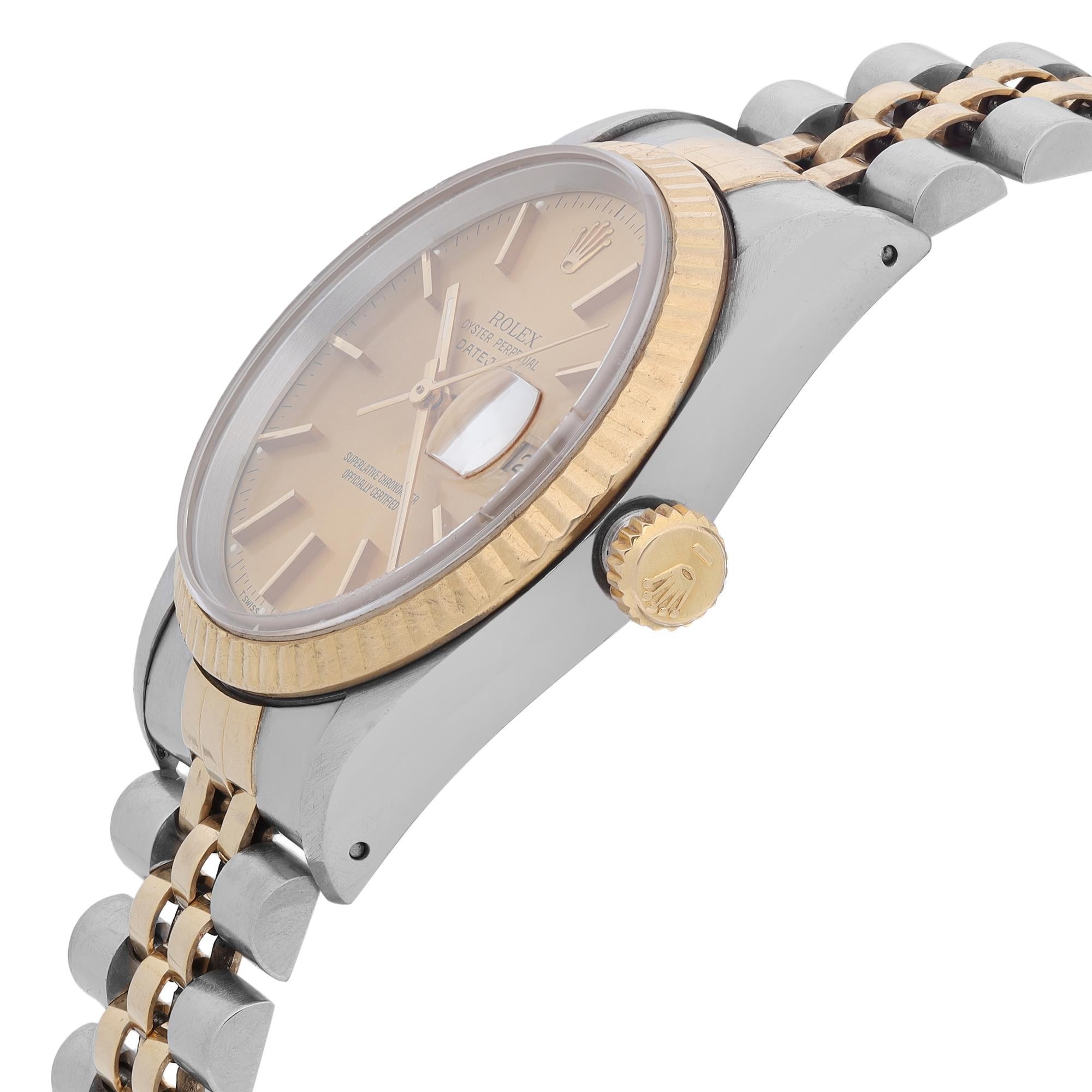 Rolex Datejust 36mm Stahl 18k Gelbgold Champagner Zifferblatt Herrenuhr 16233 1