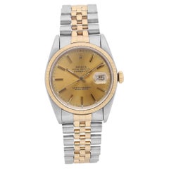 Rolex Datejust 36mm Steel 18k Yellow Gold Champagne Dial Mens Watch 16233