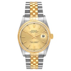 Rolex Datejust 36mm Steel 18K Yellow Gold Champagne Dial Mens Watch 16233