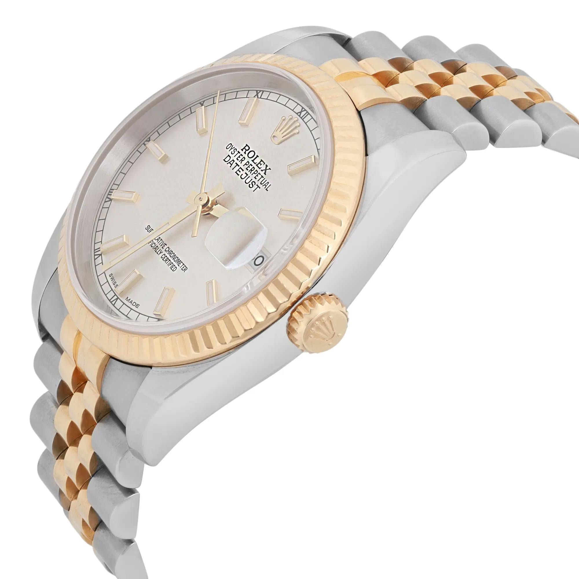 De los hombres Rolex Datejust 36mm Acero Oro Amarillo 18K Esfera Plateada Reloj Automático 116233 en venta