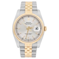 Rolex Datejust 36mm Acero Oro Amarillo 18K Esfera Plateada Reloj Automático 116233