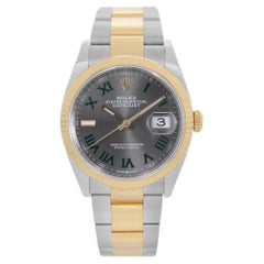 Used Rolex Datejust Steel 18k Yellow Gold Wimbledon Dial Automatic Watch 126233