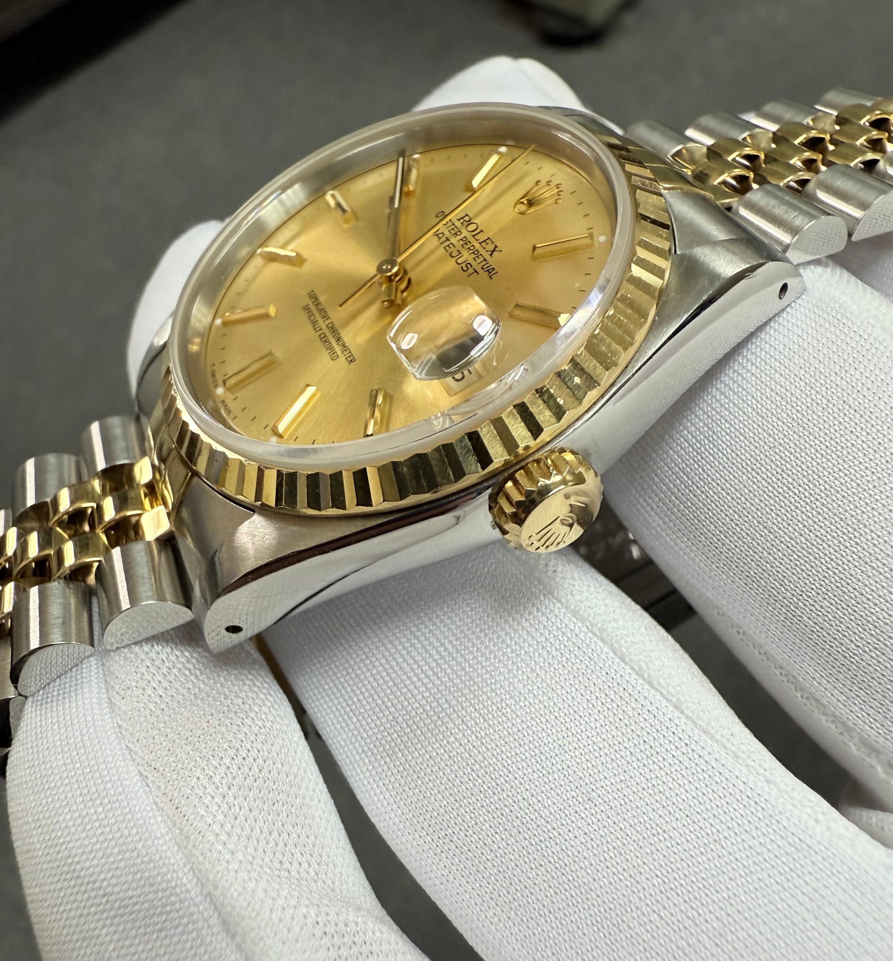 Rolex Datejust 36mm Stahl und 18k Gelbgold Armbanduhr im Angebot 5