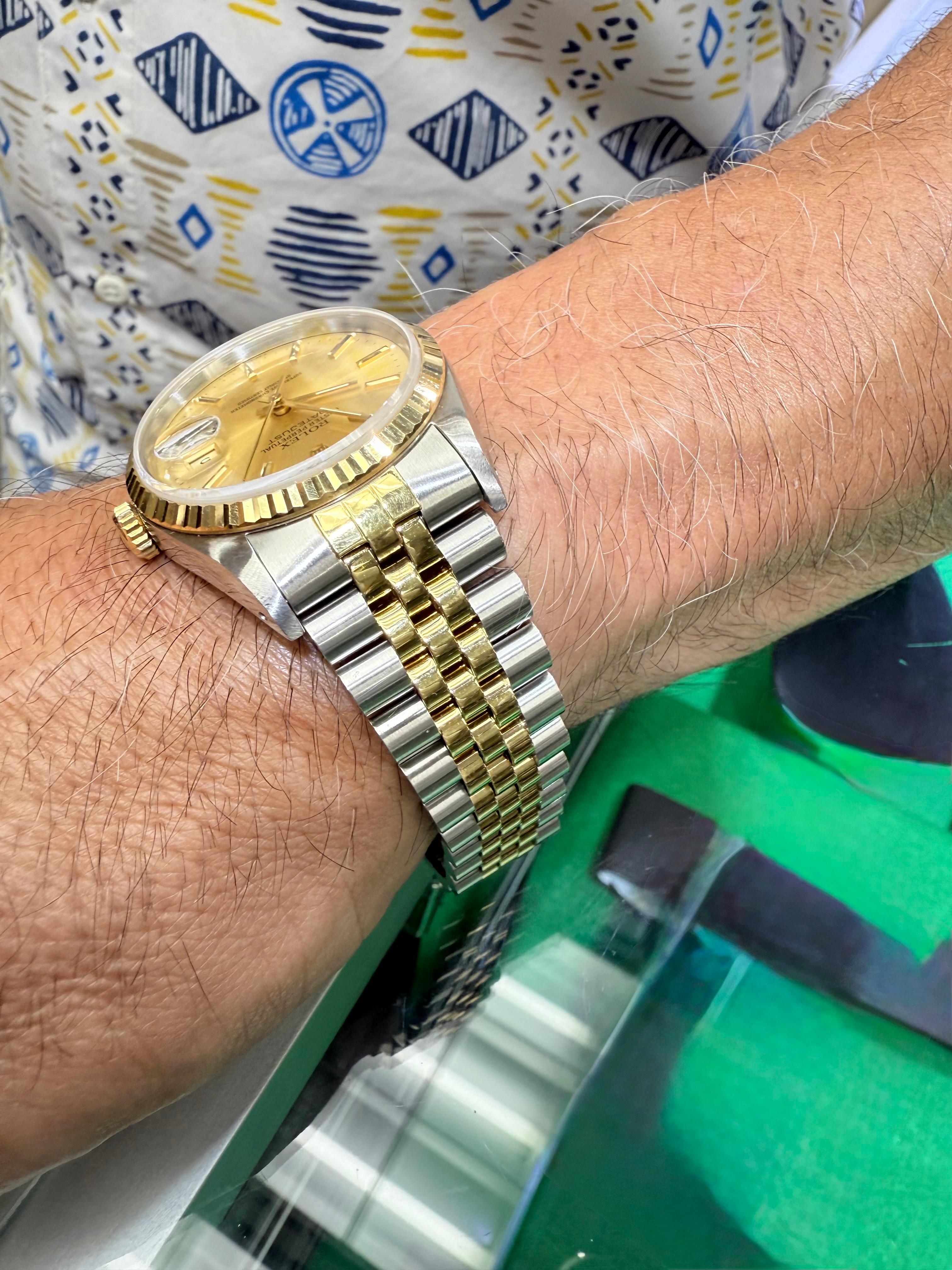 Rolex Datejust 36mm Stahl und 18k Gelbgold Armbanduhr (Zeitgenössisch) im Angebot