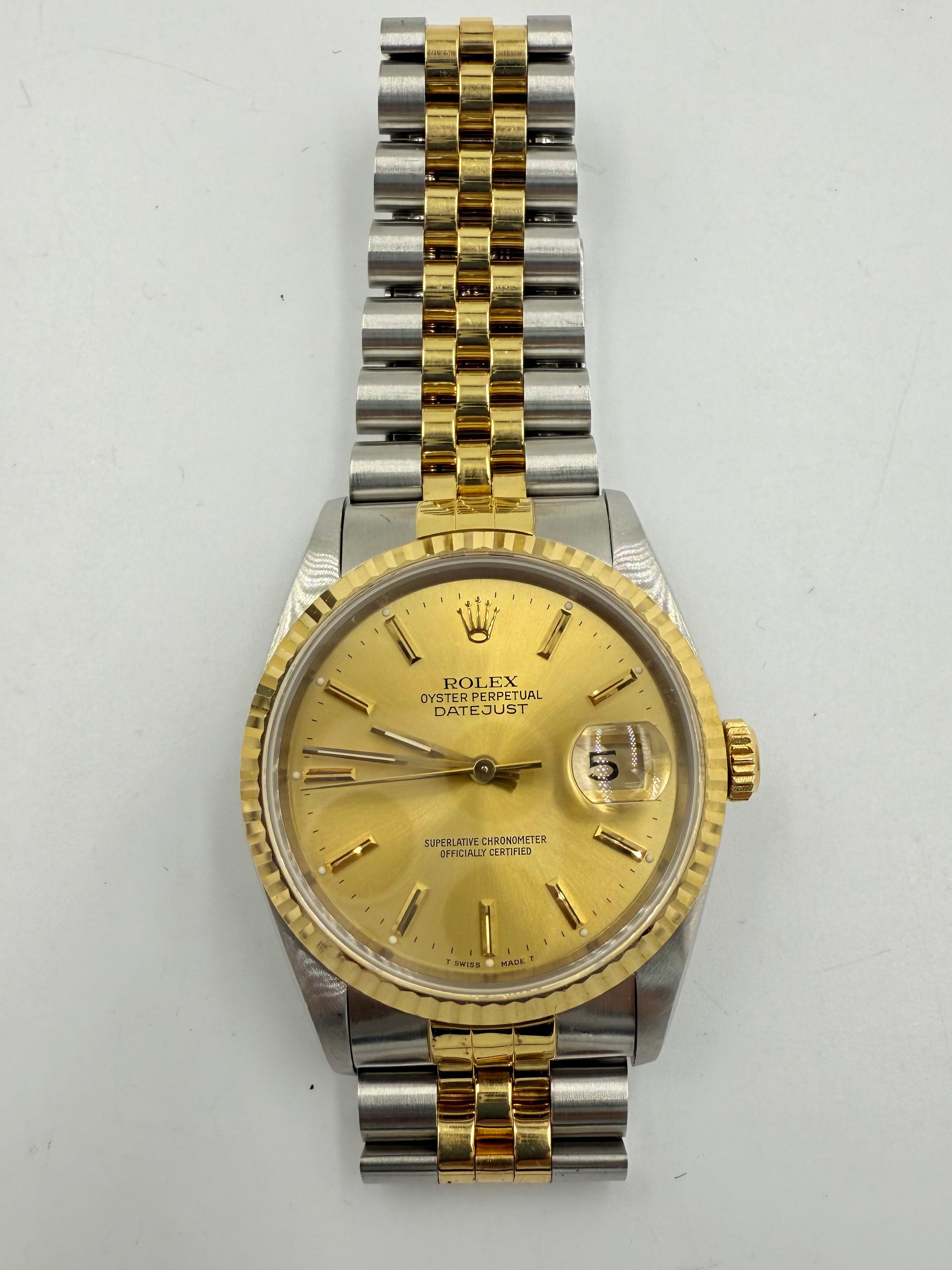 Rolex Datejust 36mm Stahl und 18k Gelbgold Armbanduhr im Angebot 1
