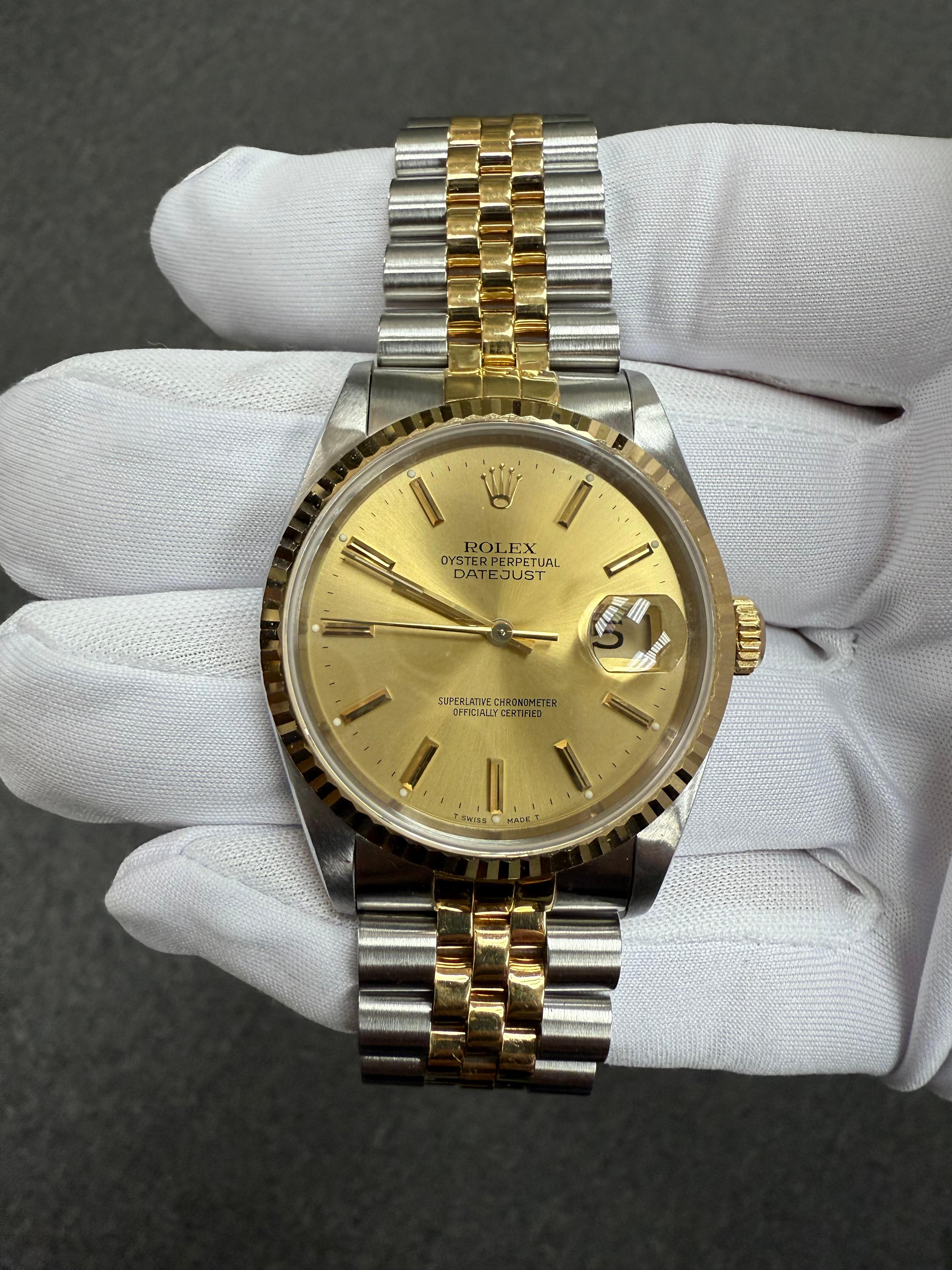 Rolex Datejust 36mm Stahl und 18k Gelbgold Armbanduhr im Angebot 2