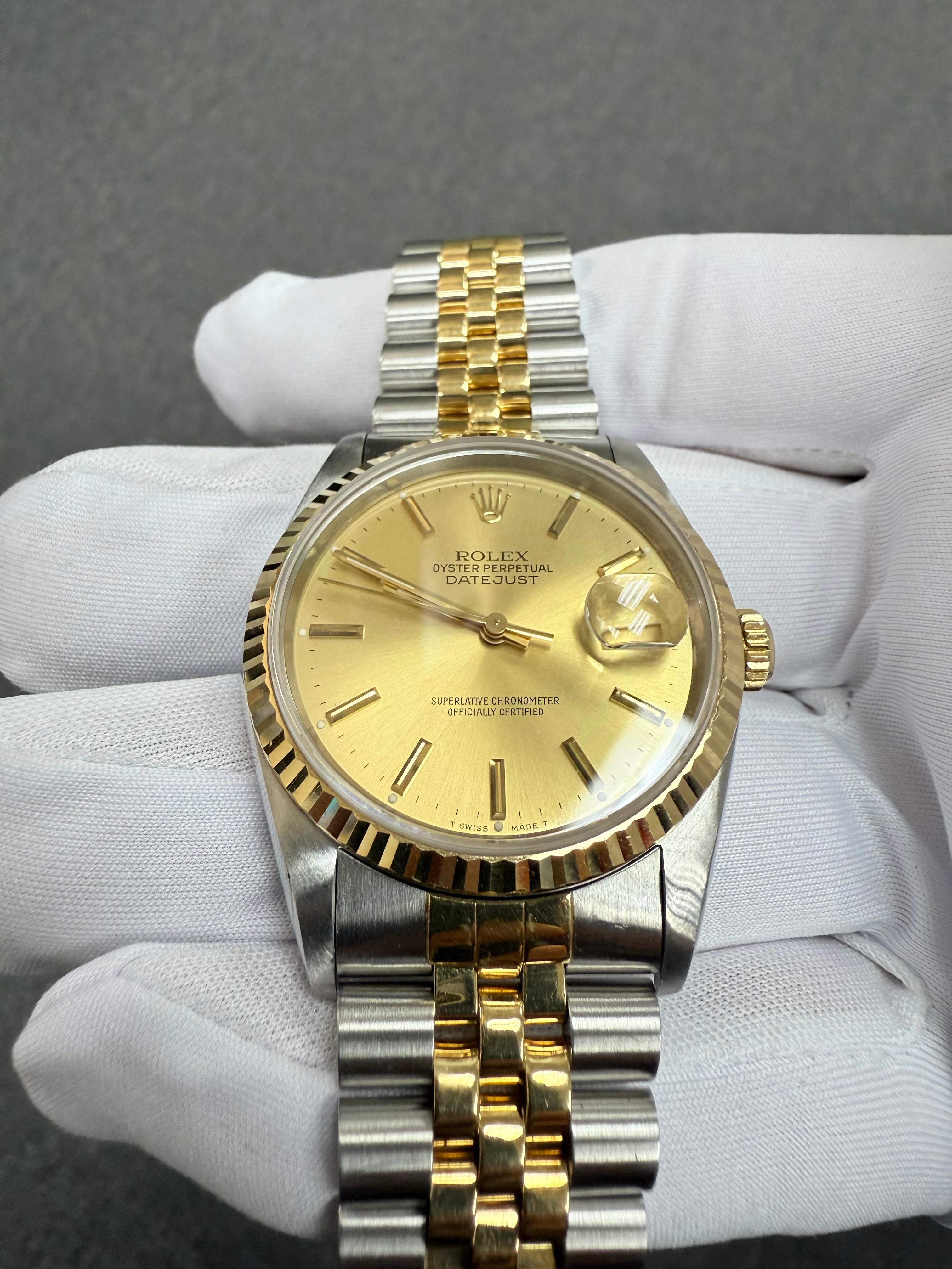 Rolex Datejust 36mm Stahl und 18k Gelbgold Armbanduhr im Angebot 3