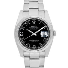 Rolex Datejust 36mm Steel Black Roman Dial Automatic Men's Watch 116200