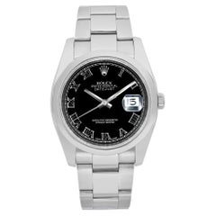 Montre Homme Rolex Datejust 36mm Acier Cadran romain noir Automatique 116200