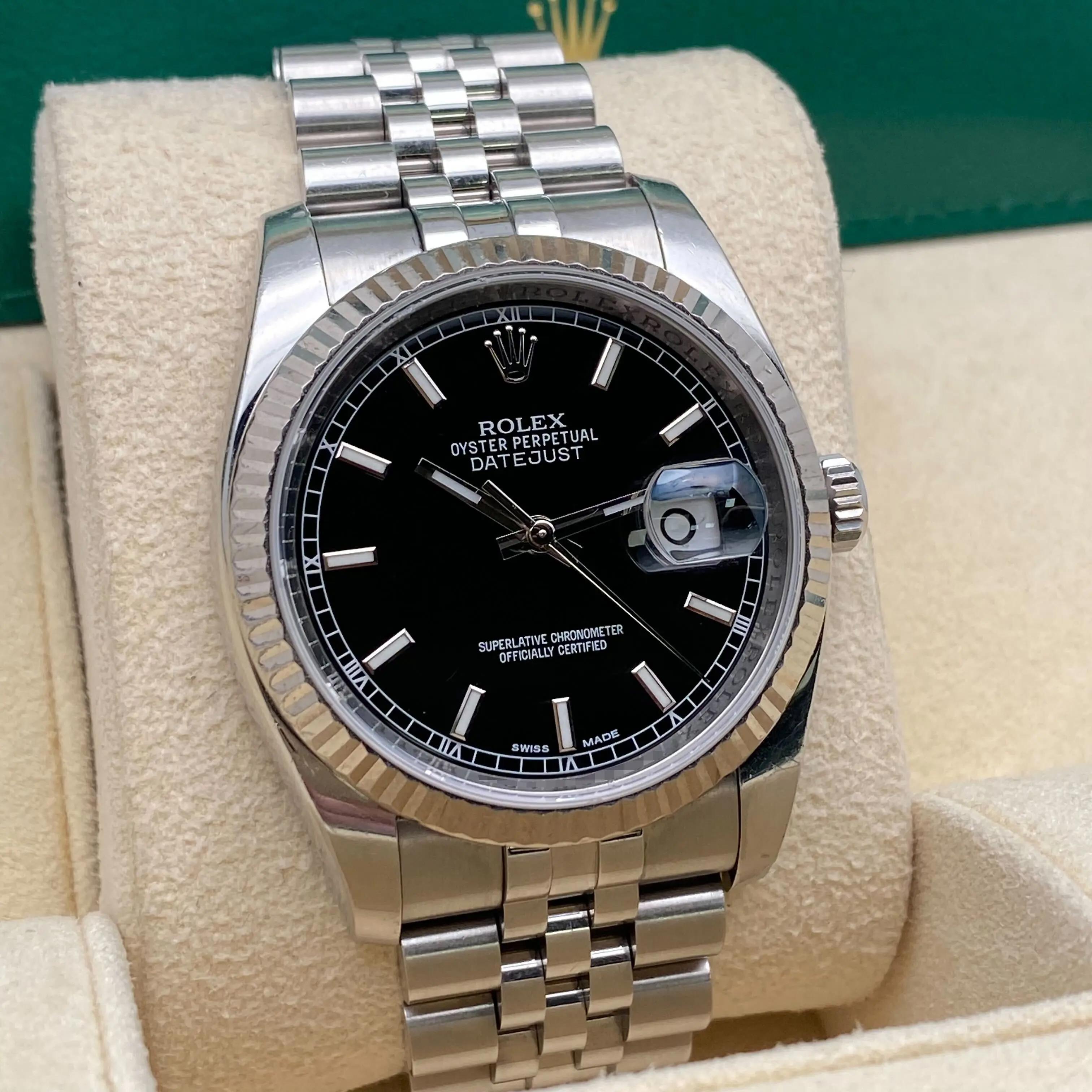 De los hombres Rolex Datejust 36mm Acero Esfera Ruleta Negra Reloj Automático Caballero 116234 en venta