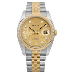 Rolex Datejust 36mm Steel Champagne Jubilee Diamond Dial Automatic Watch 116233