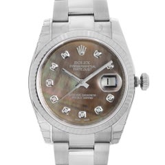 Rolex Datejust Steel Custom Black MOP Diamond Dial Automatic Watch 116234