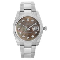 Rolex Datejust Steel Custom Black MOP Diamond Dial Automatic Watch 116234