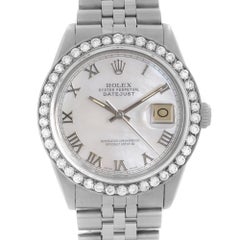 Rolex Datejust Stahl Custom Diamant Lünette und MOP Zifferblatt Herrenuhr 16030