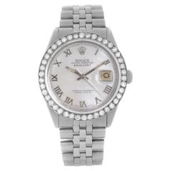 Retro Rolex Datejust Steel Custom Diamond Bezel and MOP Dial Mens Watch 16030