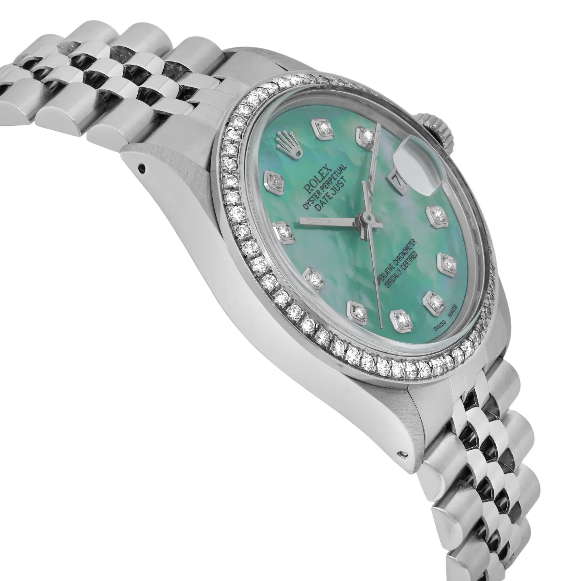 Uomo Rolex Datejust 36mm acciaio personalizzato Greene & Greene & Greene lunetta diamantata Orologio 16030 in vendita