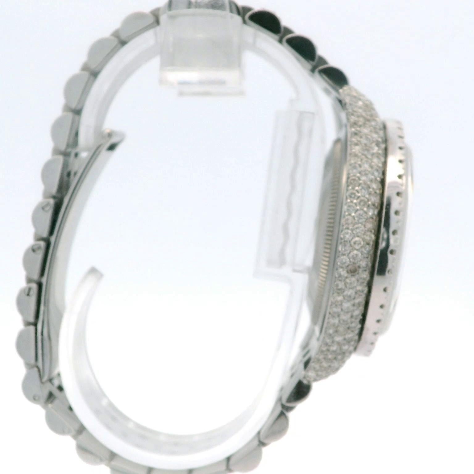 Round Cut Rolex Datejust 36mm Steel Dial Diamond Bezel Iced Out Jubilee Watch 116200 For Sale