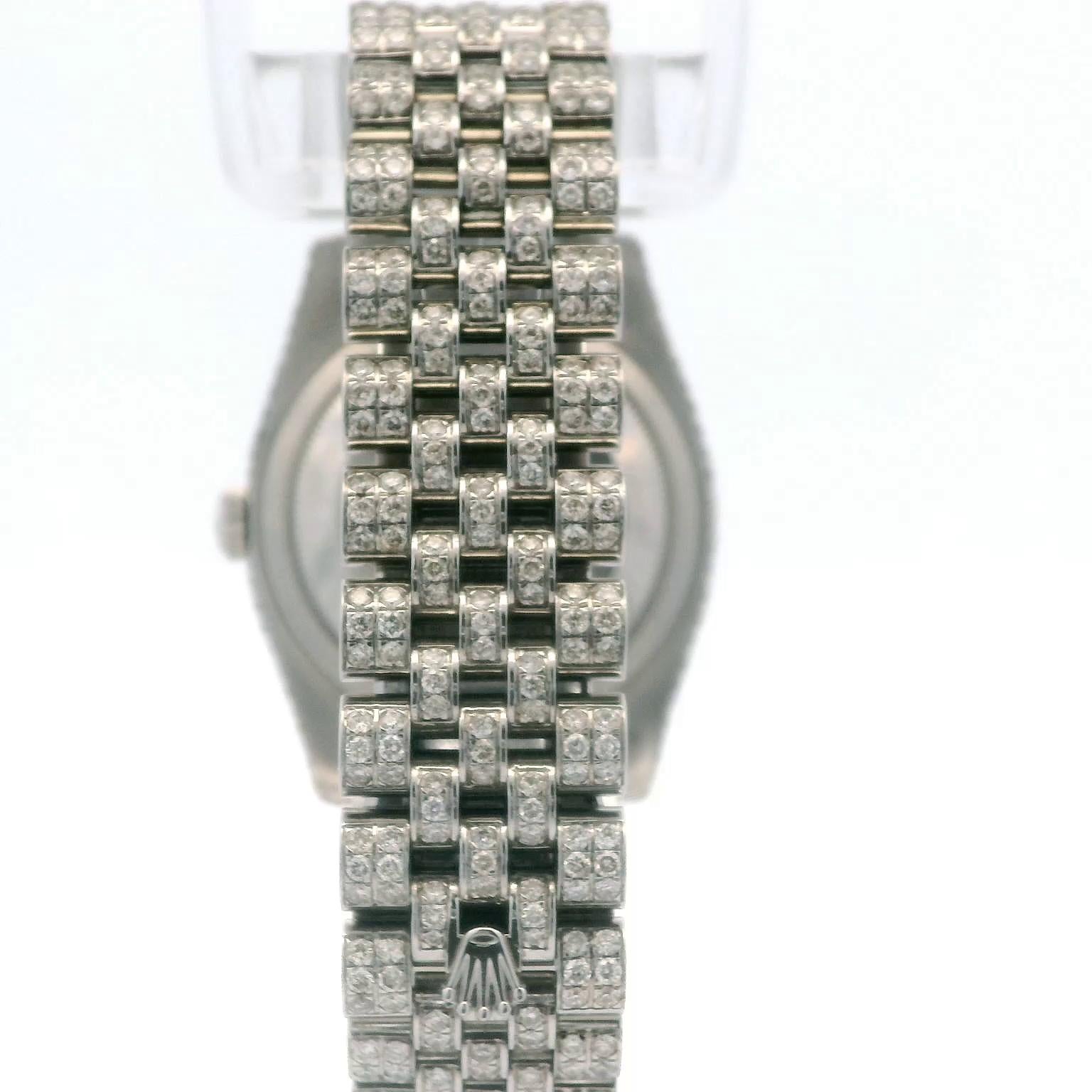 Rolex Datejust 36mm Steel Dial Diamond Bezel Iced Out Jubilee Watch 116200 In Excellent Condition For Sale In Newton, MA