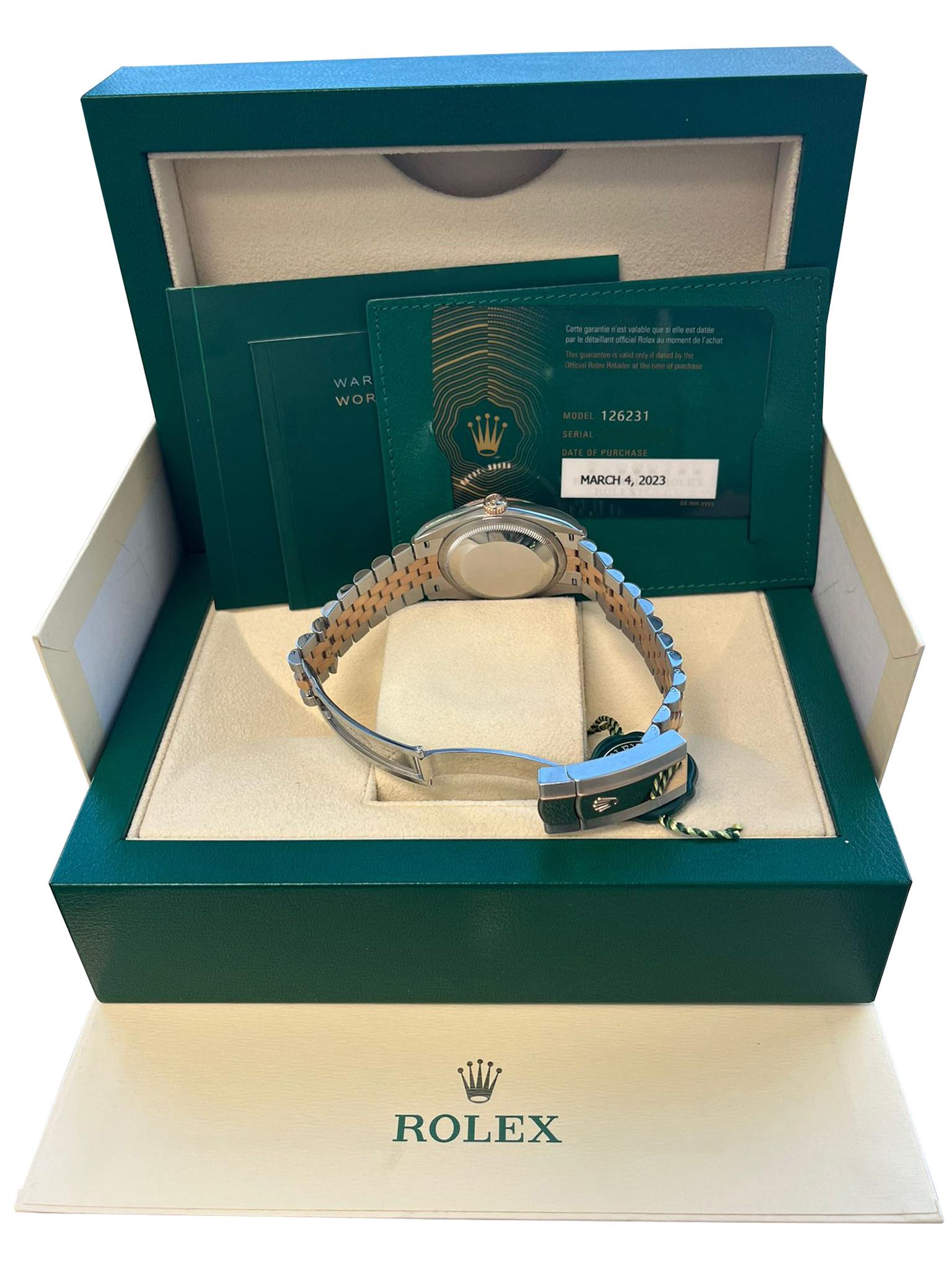Rolex Datejust 36mm Steel Everose Gold White Dial Men's Jubilee Watch 126231 For Sale 8
