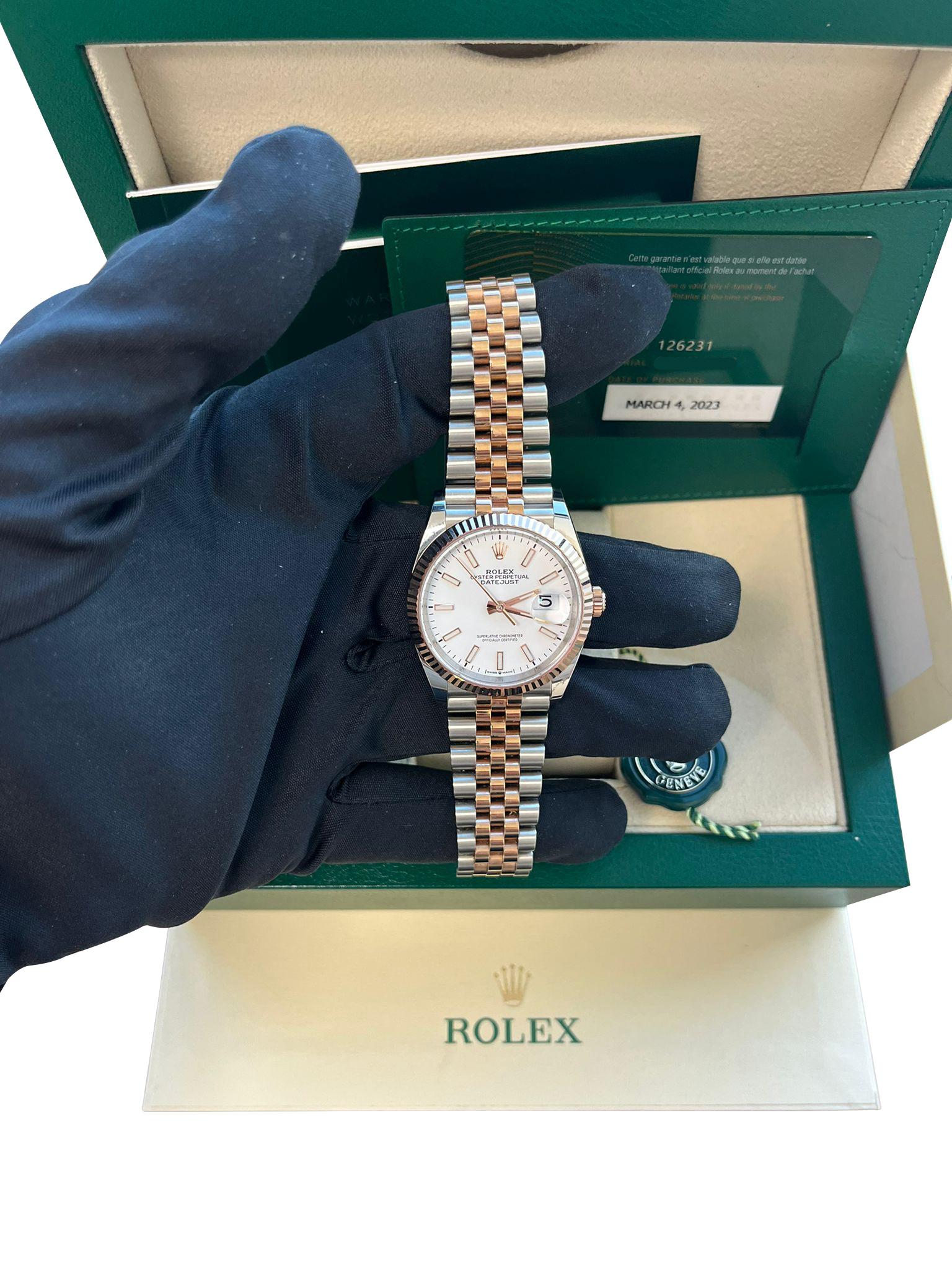 Rolex Datejust 36mm Steel Everose Gold White Dial Men's Jubilee Watch 126231 For Sale 9