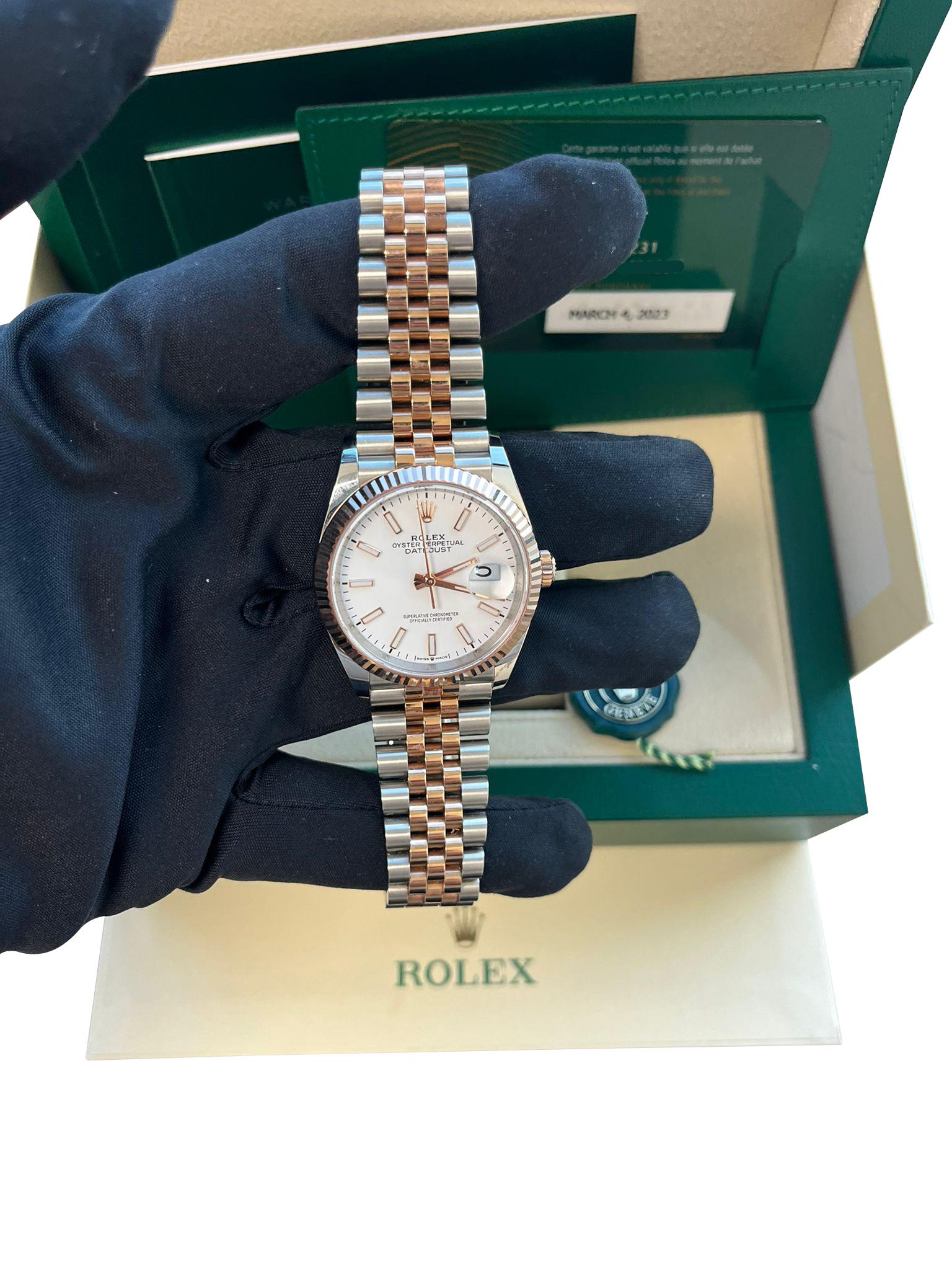 Rolex Datejust 36mm Steel Everose Gold White Dial Men's Jubilee Watch 126231 For Sale 10