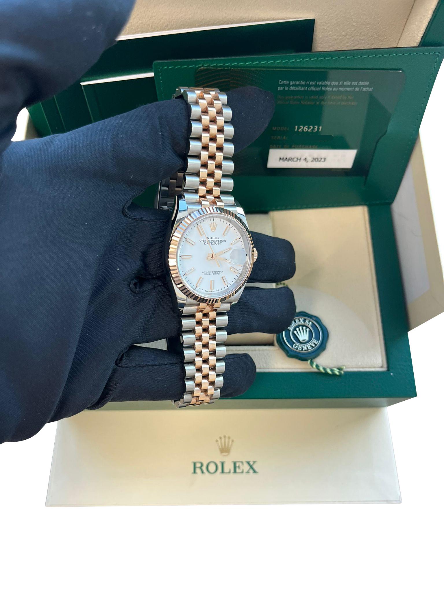 Rolex Datejust 36mm Steel Everose Gold White Dial Men's Jubilee Watch 126231 For Sale 11