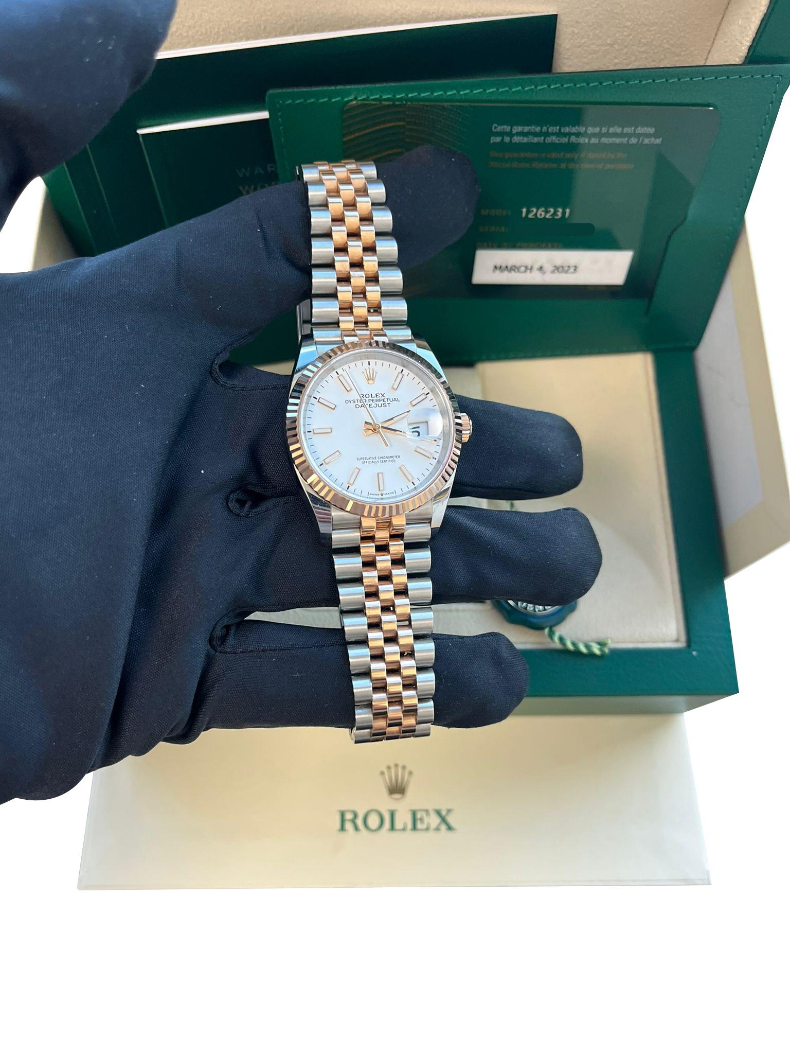 Rolex Datejust 36mm Steel Everose Gold White Dial Men's Jubilee Watch 126231 For Sale 12