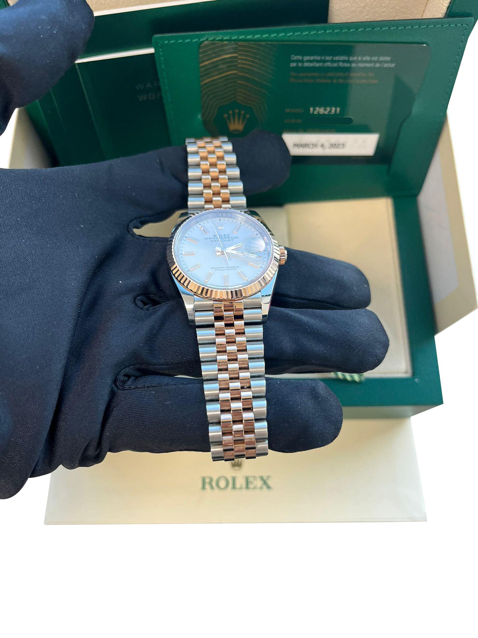 Rolex Datejust 36mm Steel Everose Gold White Dial Men's Jubilee Watch 126231 For Sale 13