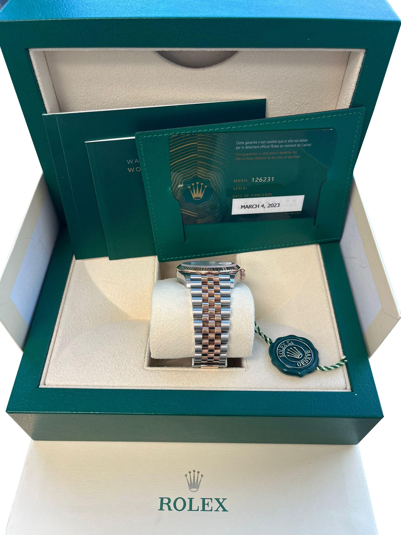 Rolex Datejust 36mm Steel Everose Gold White Dial Men's Jubilee Watch 126231 For Sale 1