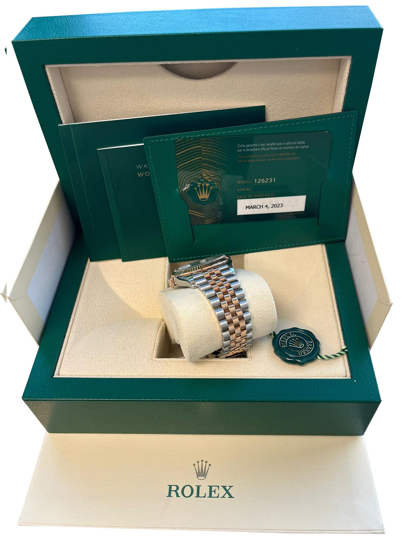 Rolex Datejust 36mm Steel Everose Gold White Dial Men's Jubilee Watch 126231 For Sale 2
