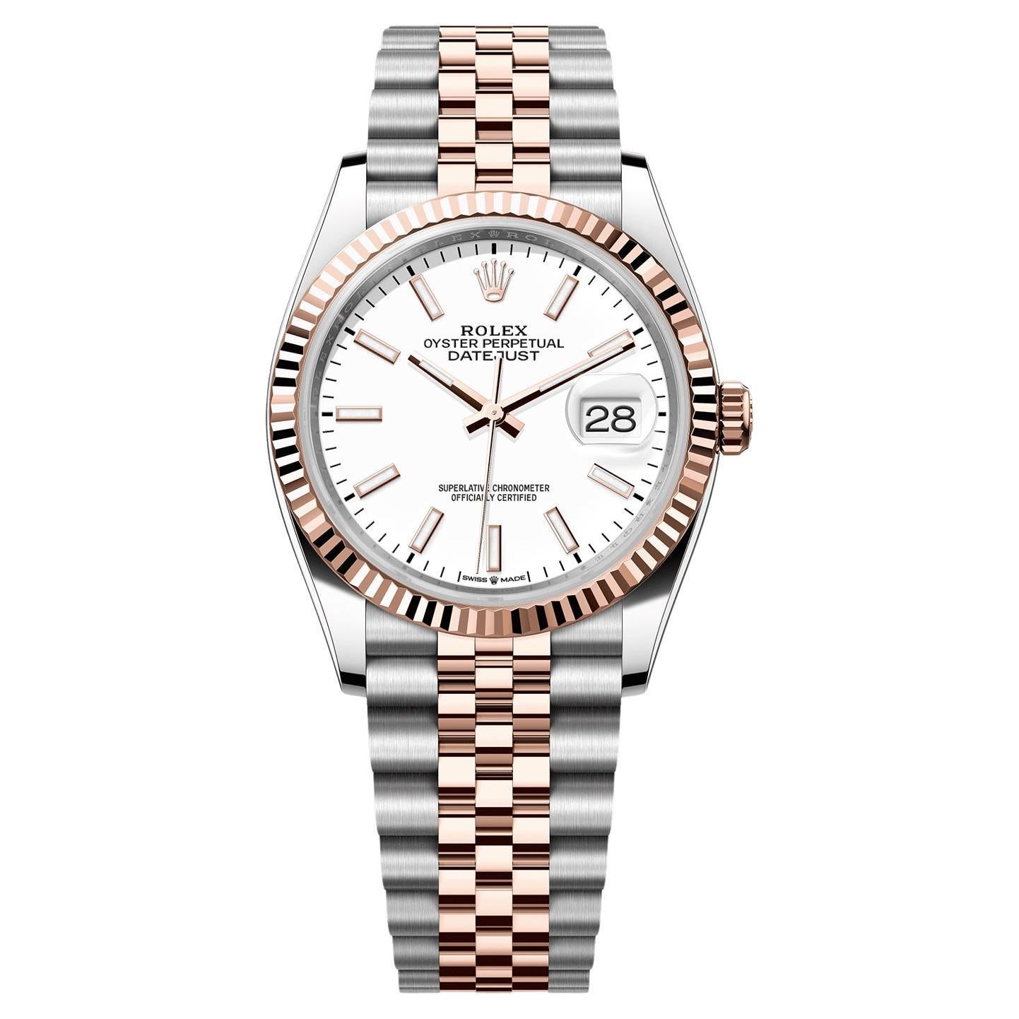 Rolex Datejust 36mm Steel Everose Gold White Dial Men's Jubilee Watch 126231 For Sale