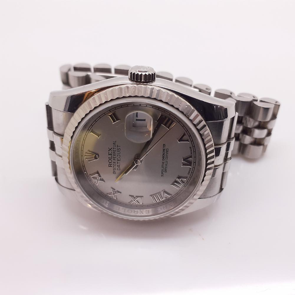 Rolex Datejust 36mm Steel Gold Bezel Automatic Silver Watch 116234 G Series 2010
