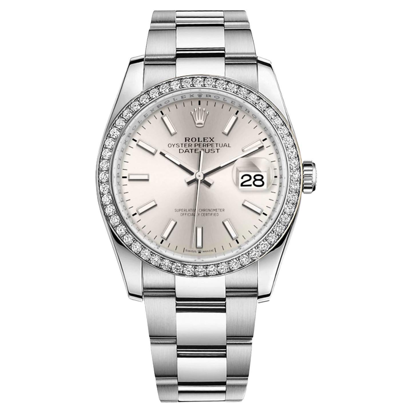Rolex Datejust Steel Mens Oyster Perpetual Diamond Bezel 126200